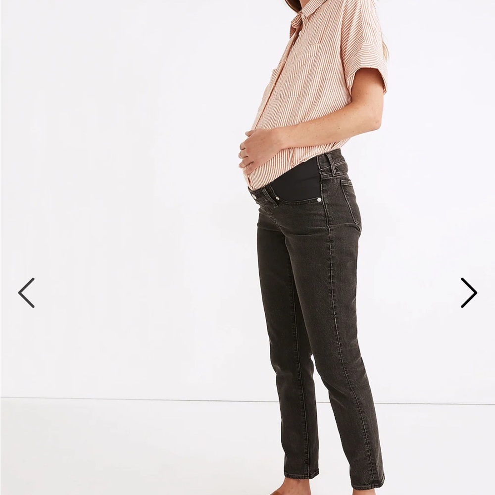 Size 28 Maternity Side-Panel Perfect Vintage Jeans in Lunar Wash (Black)